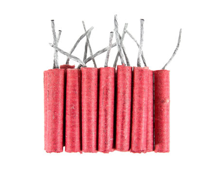 Pile of firecrackers isolated on white background.Firecrackers i