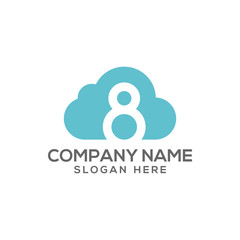 Number 8 cloud icon logo vector