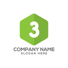 Number 3 icon logo vector