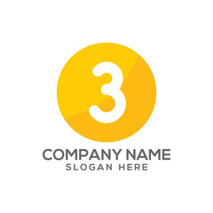 Number 3 icon logo vector