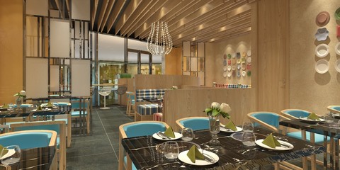 3D rendering of a restaurant interior design