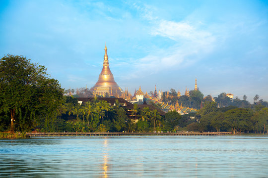 Shwedagon pagoda in the morning, Yangon Myanmar