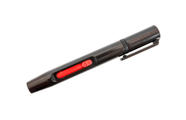 Lens cleaning brush pen isolated on white background.Lens pen is