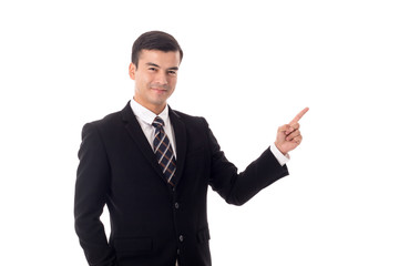 Businessman pointing isolated
