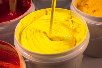 ink for print tee shirt.ink or paint for printing on fabric there are several types. The ink used for printing on dark fabric always use plastisol ink. it useful for white fabric too