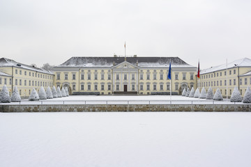 Fototapeta na wymiar Bellevue Palace (Schloss Bellevue) in Winter, Berlin, Germany, Europe, Bellevue Palace is the official residence of the President of Germany