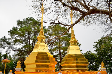 two pagoda in ancient temple thailand