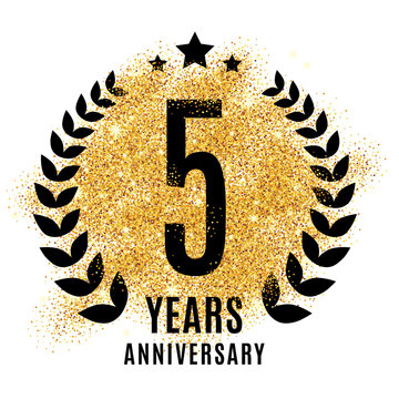 Five years golden anniversary sign