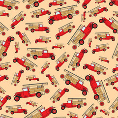 Background old vintage retro fire truck with a bell.