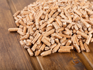 Pile of wooden pellets