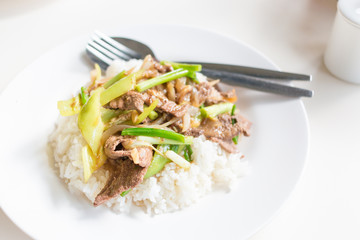 Fried Stir Pork Liver with Sweet Pepper , Thai food