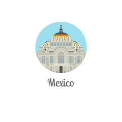 Mexico palace landmark isolated round icon. Vector illustration