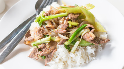 Fried Stir Pork Liver with Sweet Pepper , Thai food