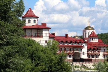 the Church of the monastery architecture river