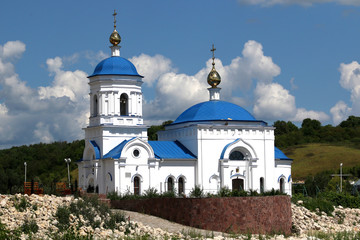 the Church of the monastery architecture river