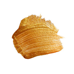 Gold Foil Watercolor Texture Paint Stain Abstract Illustration. Yellow shining brush stroke for you amazing design project