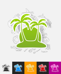 palm paper sticker with hand drawn elements