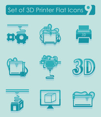 Set of three d printer icons