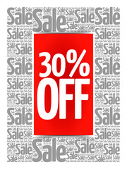 30% OFF Sale words cloud, business concept background