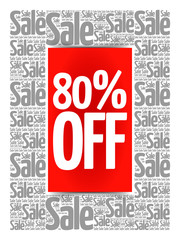 80% OFF Sale words cloud, business concept background