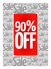 90% OFF Sale words cloud, business concept background