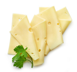 cheese slices on white background