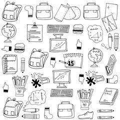 Many object school doodles stock