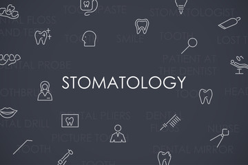 Stomatology Thin Line Icons