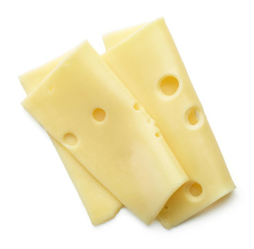 Cheese Slices On White Background