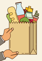 Flat design colorful vector illustration concept for grocery 