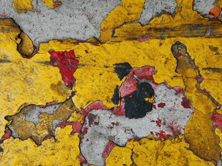 Close-up of cracked painted wall