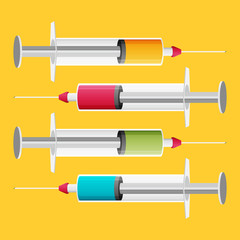 Syringe web icon set. Flat vector.