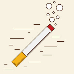 vector colored flat design cigarette orange filter illustration