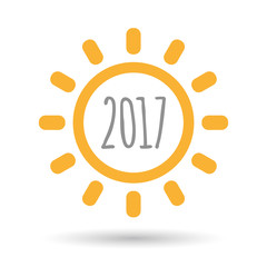 Isolated line art sun icon with  a 2017 year  number icon