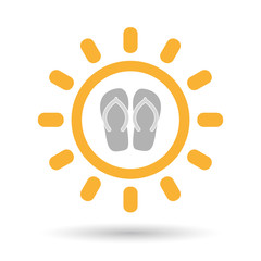 Isolated line art sun icon with   a pair of flops