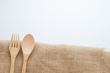 spoon and fork on white background.