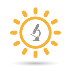 Isolated line art sun icon with  a microscope icon