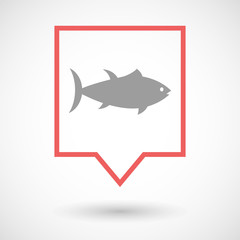 Isolated line art tooltip icon with  a tuna fish