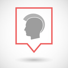 Isolated line art tooltip icon with  a male punk head silhouette