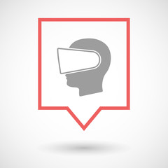 Isolated line art tooltip icon with  a male head wearing a virtu