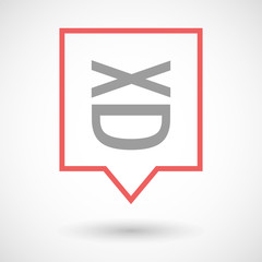 Isolated line art tooltip icon with   a laughing text face