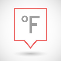 Isolated line art tooltip icon with  a farenheith degrees sign