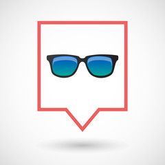 Isolated line art tooltip icon with  a sunglasses icon