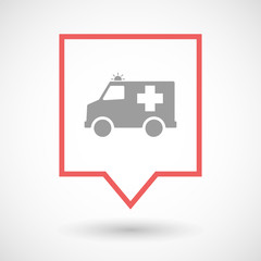 Isolated line art tooltip icon with  an ambulance icon