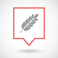 Isolated line art tooltip icon with  a wheat plant icon