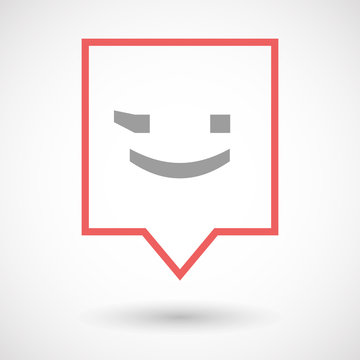 Isolated line art tooltip icon with  a wink text face emoticon