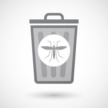 Isolated trash can icon with  a mosquito