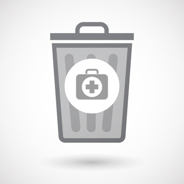 Isolated trash can icon with  a first aid kit icon