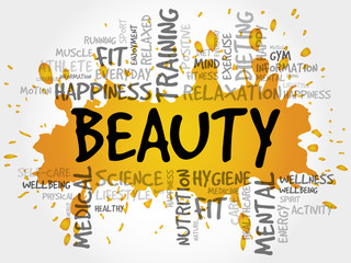 BEAUTY word cloud collage, health concept background