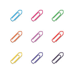 Set of multicolored paper clips, vector illustration.